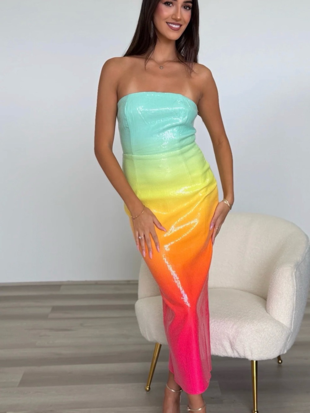 Runway the Label strapless midi in multi